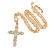 Medium Crystal Cross Pendant with Chunky Long Chain In Gold Tone - 66cm L - view 2