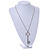 Statement Crystal Key Pendant with Long Chunky Chain In Silver Tone - 70cm L - view 3