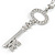 Statement Crystal Key Pendant with Long Chunky Chain In Silver Tone - 70cm L - view 5