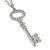 Statement Crystal Key Pendant with Long Chunky Chain In Silver Tone - 70cm L - view 6