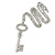 Statement Crystal Key Pendant with Long Chunky Chain In Silver Tone - 70cm L - view 2