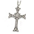 Large Crystal Cross Pendant with Chunky Long Chain In Silver Tone - 70cm L