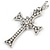 Large Crystal Cross Pendant with Chunky Long Chain In Silver Tone - 70cm L - view 5