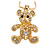 Small Crystal Bear with Dangling Key Pendant with Snake Type Chain In Gold Tone - 40cm L/ 5cm Ext - view 3
