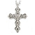 Large Crystal Cross Pendant with Chunky Long Chain In Silver Tone - 70cm L