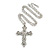 Large Crystal Cross Pendant with Chunky Long Chain In Silver Tone - 70cm L - view 4