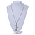 Large Crystal Cross Pendant with Chunky Long Chain In Silver Tone - 70cm L - view 10