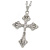 Large Crystal Cross Pendant with Chunky Long Chain In Silver Tone - 70cm L - view 8