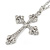 Large Crystal Cross Pendant with Chunky Long Chain In Silver Tone - 70cm L - view 12