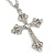 Large Crystal Cross Pendant with Chunky Long Chain In Silver Tone - 70cm L - view 13