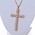 Statement Crystal Cross Pendant with Chunky Long Chain In Gold Tone - 66cm L - view 4