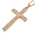 Statement Crystal Cross Pendant with Chunky Long Chain In Gold Tone - 66cm L - view 5