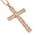 Statement Crystal Cross Pendant with Chunky Long Chain In Gold Tone - 66cm L - view 6