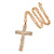 Statement Crystal Cross Pendant with Chunky Long Chain In Gold Tone - 66cm L - view 2