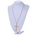 Large Crystal Cross Pendant with Chunky Long Chain In Gold Tone - 70cm L - view 3