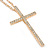 Large Crystal Cross Pendant with Chunky Long Chain In Gold Tone - 70cm L - view 6