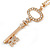 Statement Crystal Key Pendant with Long Chunky Chain In Gold Tone - 70cm L - view 5