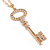 Statement Crystal Key Pendant with Long Chunky Chain In Gold Tone - 70cm L - view 6