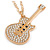 Statement Crystal Guitar Pendant with Long Chunky Chain In Gold Tone - 66cm L - view 6