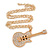 Statement Crystal Guitar Pendant with Long Chunky Chain In Gold Tone - 66cm L - view 2