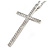 Large Crystal Cross Pendant with Chunky Long Chain In Silver Tone - 70cm L - view 5