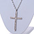 Large Crystal Cross Pendant with Chunky Long Chain In Silver Tone - 70cm L - view 4