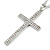 Large Crystal Cross Pendant with Chunky Long Chain In Silver Tone - 70cm L - view 5
