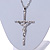 Statement Crystal Cross Pendant with Chunky Long Chain In Silver Tone - 70cm L - view 4