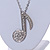 Large Clear Crystal Treble Clef/ Musical Note Pendant with Chunky Chain In Silver Tone - 70cm L - view 4