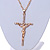 Statement Crystal Cross Pendant with Chunky Long Chain In Gold Tone - 70cm L - view 4