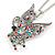 Multicoloured Beaded Butterfly Pendant with Long Chain In Silver Tone - 70cm L/ 4cm Ext - view 3