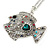 Multicoloured Beaded Fish Pendant with Long Chain In Silver Tone - 70cm L/ 5cm Ext - view 4