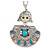 Multicoloured Beaded Doll Pendant with Long Chain In Silver Tone - 70cm L/ 5cm Ext