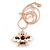Cute Clear Crystal, White/ Black Enamel Bee Pendant with Rose Gold Tone Snake Chain - 40cm L/ 6cm Ext - view 3