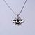 Cute Clear Crystal, Black/ White Enamel Bee Pendant with Rhodium Plated Snake Chain - 40cm L/ 6cm Ext - view 5