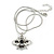 Cute Clear Crystal, Black/ White Enamel Bee Pendant with Rhodium Plated Snake Chain - 40cm L/ 6cm Ext - view 3