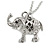 Small Crystal Elephant Pendant with Silver Tone Chain - 40cm L/ 5cm Ext