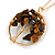 'Tree Of Life' Open Round Pendant Tiger Eye Semiprecious Stones with Gold Tone Chain - 44cm - view 3