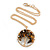 'Tree Of Life' Open Round Pendant Tiger Eye Semiprecious Stones with Gold Tone Chain - 44cm - view 4