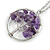 'Tree Of Life' Open Round Pendant Amethyst Semiprecious Stones with Silver Tone Chain - 44cm - view 3