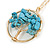 'Tree Of Life' Open Round Pendant Turquoise Semiprecious Stones with Gold Tone Chain - 44cm - view 3