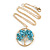 'Tree Of Life' Open Round Pendant Turquoise Semiprecious Stones with Gold Tone Chain - 44cm - view 4