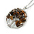'Tree Of Life' Open Round Pendant Tiger Eye Semiprecious Stones with Silver Tone Chain - 44cm - view 3