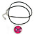 Delicate Round Glass Butterfly (Two-sided) Pendant with Black Cord (Deep Pink/ Black) - 42cm L/ 5cm Ext - view 5