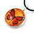 Delicate Round Glass Butterfly (Two-sided) Pendant with Black Cord (Orange/ Black) - 42cm L/ 5cm Ext - view 3