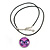 Delicate Round Glass Butterfly (Two-sided) Pendant with Black Cord (Purple/ Black) - 42cm L/ 5cm Ext - view 4