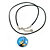 Delicate Round Glass Butterfly (Two-sided) Pendant with Black Cord (Blue/ Black/ Yellow) - 42cm L/ 5cm Ext - view 4