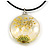 White/ Yellow Daisy Round Glass Pendant with Black Cord - 42cm L/ 5cm Ext - view 4