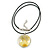 White/ Yellow Daisy Round Glass Pendant with Black Cord - 42cm L/ 5cm Ext - view 6