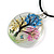 Multicoloured Tree Of Life Round Glass Pendant with Black Cord( Each piece is handmade individually thus comes with a different colour design) - 42cm  - view 3
